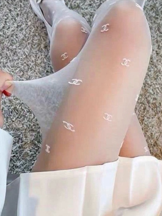 Accessories - White Logo Sheer Tights - Women's Fashion Hosiery